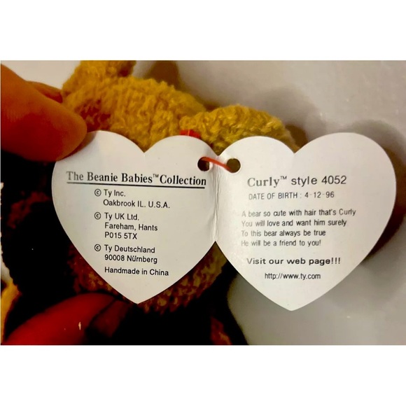 TY Beanie Baby -RARE CURLY Bear w/MANY Errors Including Deutschland 90008 On Tag - Picture 3 of 6